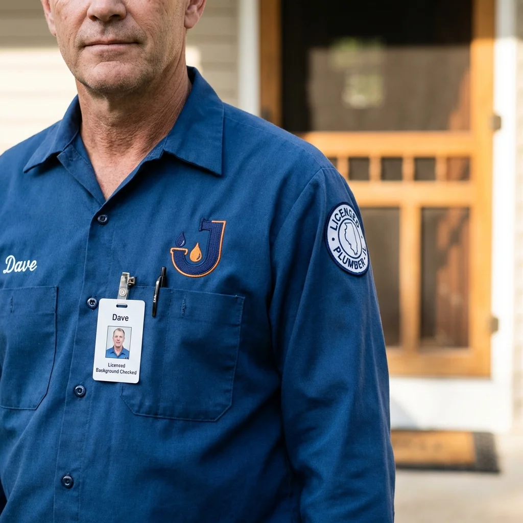 Licensed plumber showing ID badge in Woodstock, AL