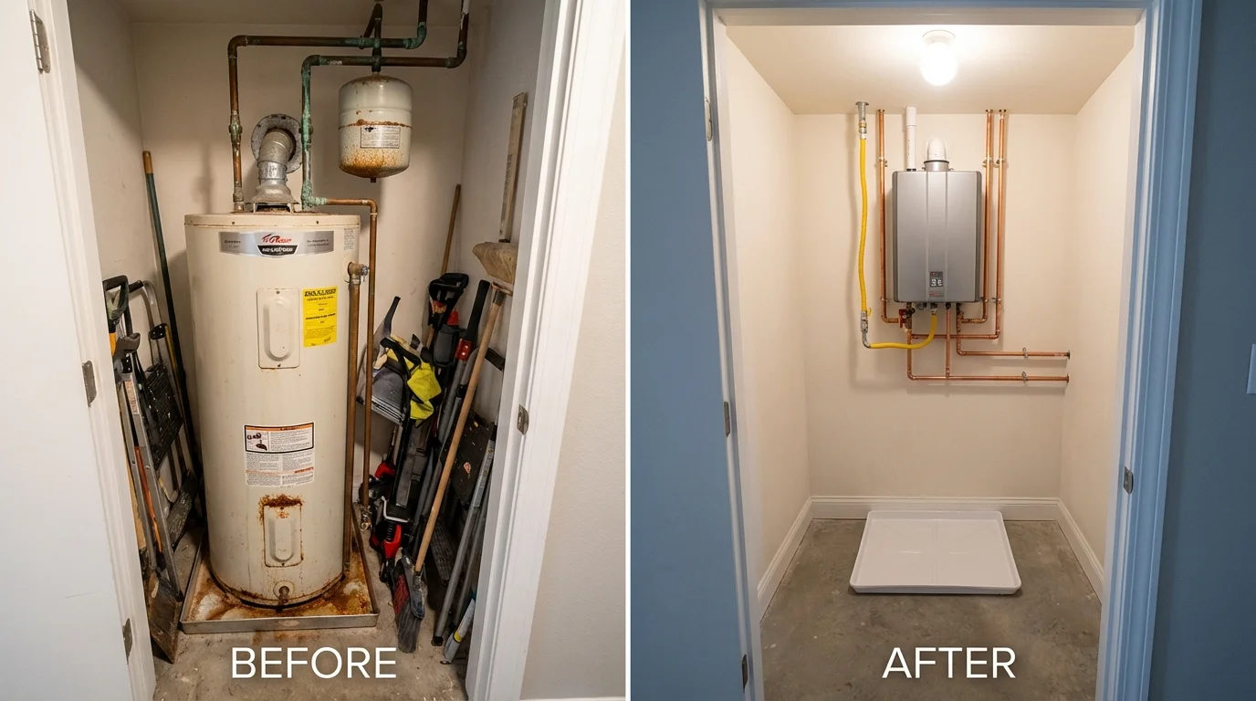Tank water heater versus wall-mounted tankless unit comparison for Woodstock, AL homeowners